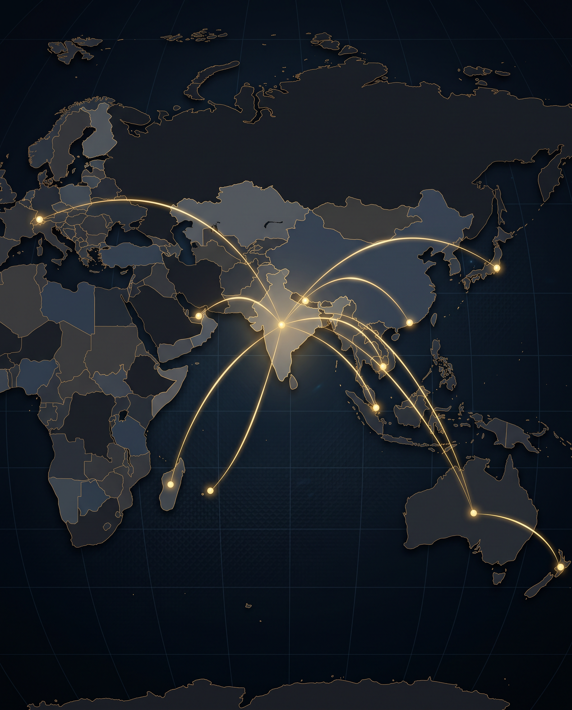 Map graphic India + global network square · replace on upload